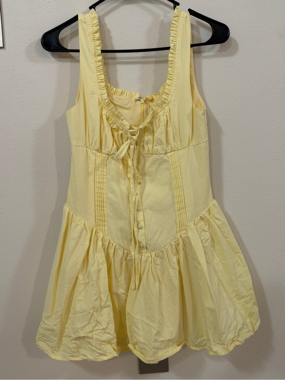 Peppermayo Pale Yellow Ruffled Mini Dress